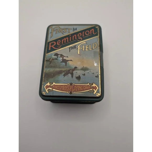 Remington Playing Cards Green First in the Field Vintage Collector Tin - Picture 2 of 7